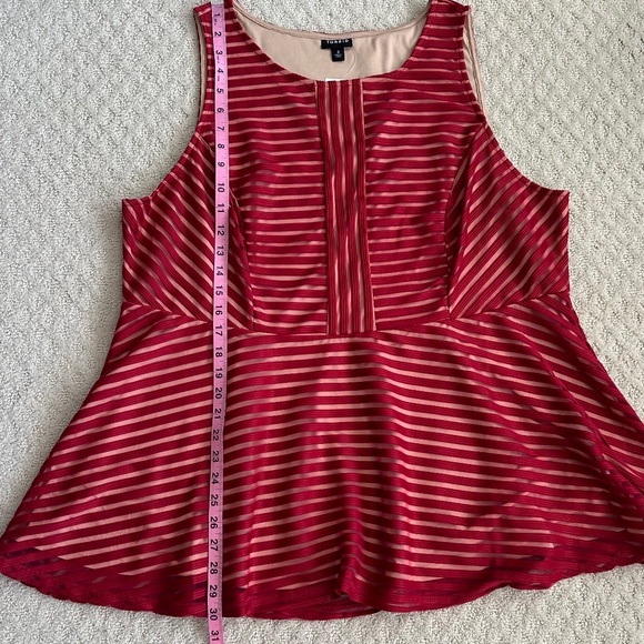 Torrid Shadow Stripe Peplum Top/Blouse Dark Red Size 3X NWT - Picture 14 of 15